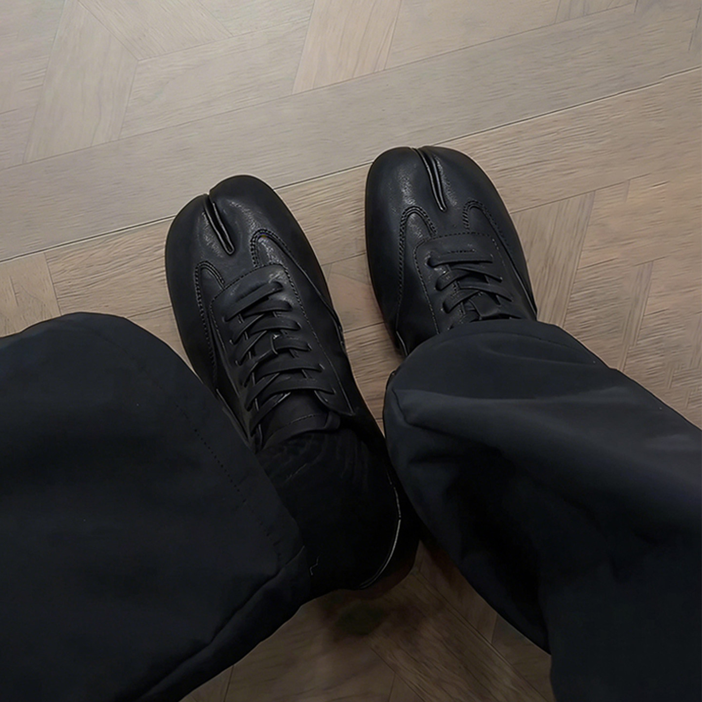 牛皮版~复古分趾鞋百搭平底系带小皮鞋女休闲德训鞋英伦风德比鞋主图