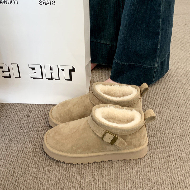 厚底雪地靴女款2025新款冬季毛毛勃肯鞋加绒加厚短靴子东北大棉鞋主图