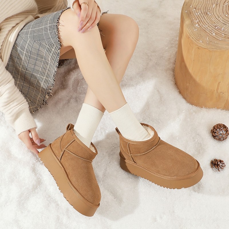 【蜜蜂惊喜社】ZHR则则保暖增高加厚加绒保暖棉鞋美拉德风雪地靴主图