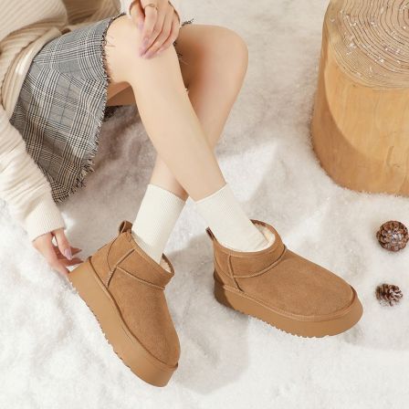 【蜜蜂惊喜社】ZHR则则保暖增高加厚加绒保暖棉鞋美拉德风雪地靴