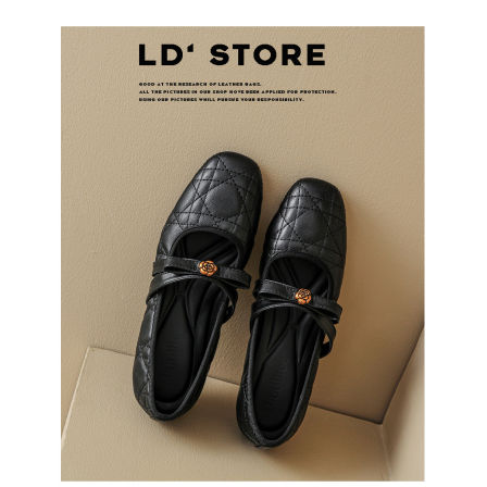 真皮~山茶花玛丽珍鞋女2026春季新款内增高小香风菱格纹珍珠单鞋