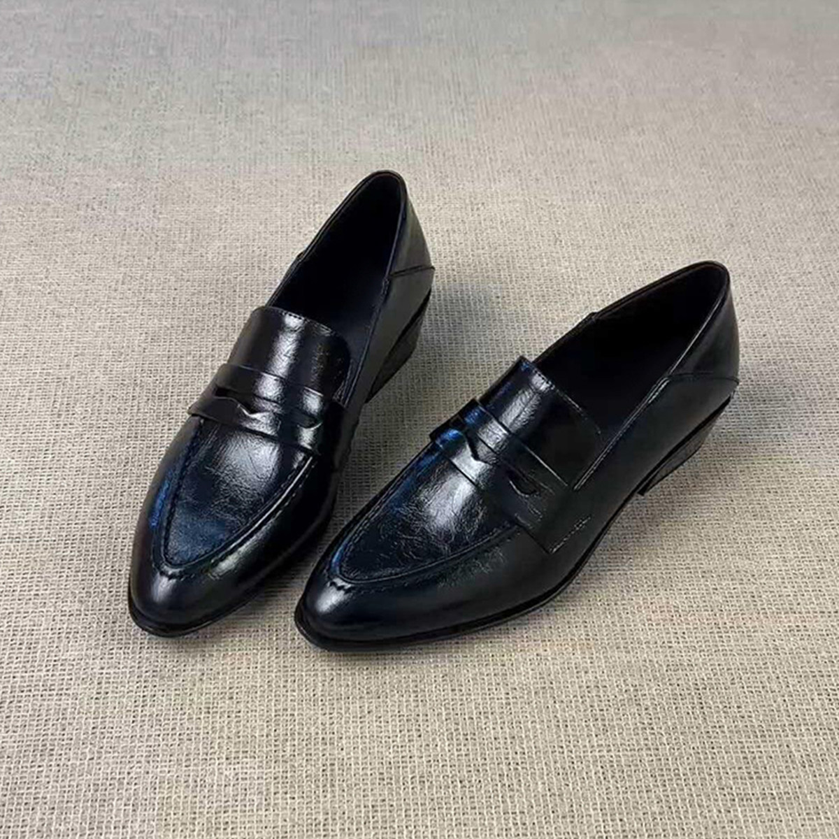 羊皮版~法式高级感通勤简约乐福鞋女一脚蹬英伦风真皮低跟小皮鞋主图