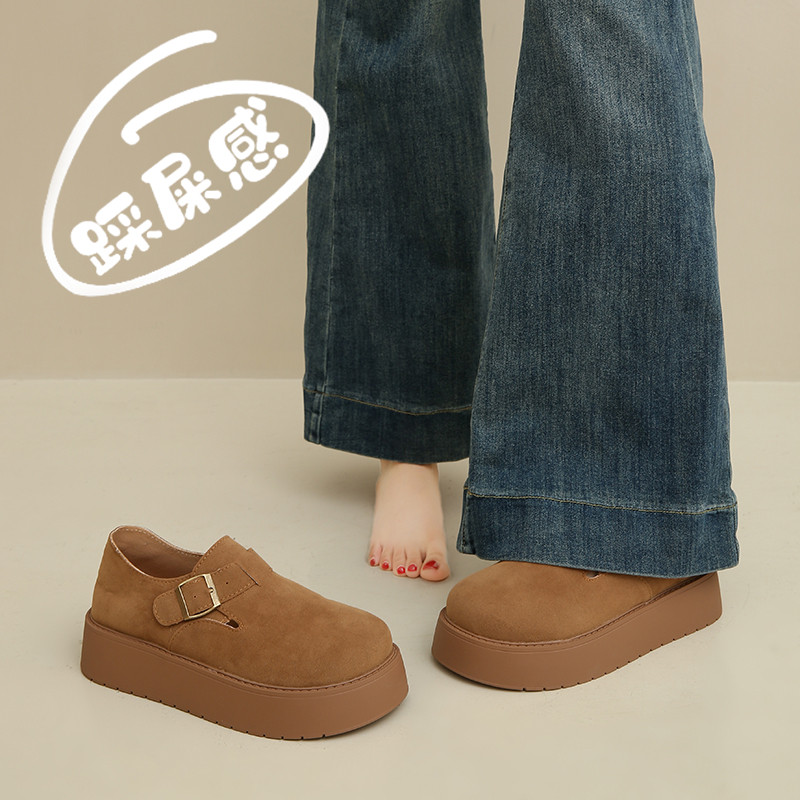 全包勃肯鞋女鞋2026年春季新款复古一脚蹬单鞋34到42码厚底乐福鞋主图