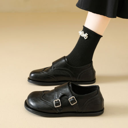 厚底内增高乐福鞋女2026新款春季百搭皮带扣软底单鞋英伦风小皮鞋