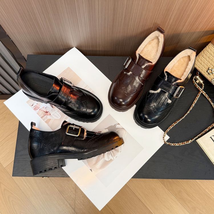 内增高8cm雕花布洛克乐福鞋2026春季新款百搭单鞋英伦风小皮鞋女主图