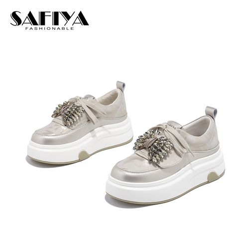 索菲娅2026春季新款厚底学院风舒适百搭时尚水钻小白鞋SFD4116B49主图