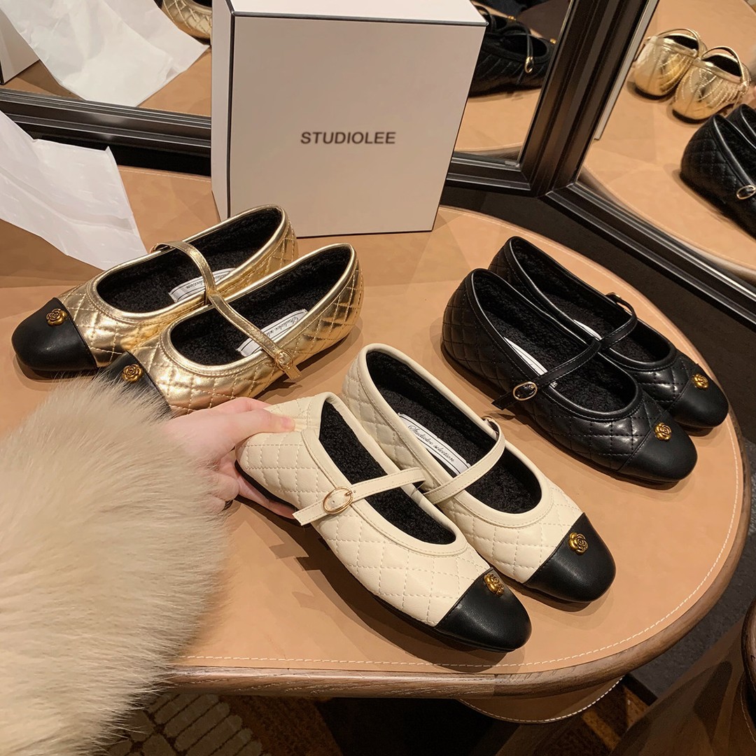 【限100双】葡萄妈studiolee 金扣山~ 小香风菱格内增高玛丽珍鞋女主图