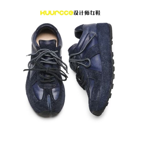 【kuurcce】水洗马皮系带圆头休闲百搭分指鞋复古皮包底德训鞋女鞋