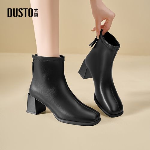 大东英伦风靴子2025秋冬新款加绒时尚百搭优雅瘦瘦靴气质短靴0109主图
