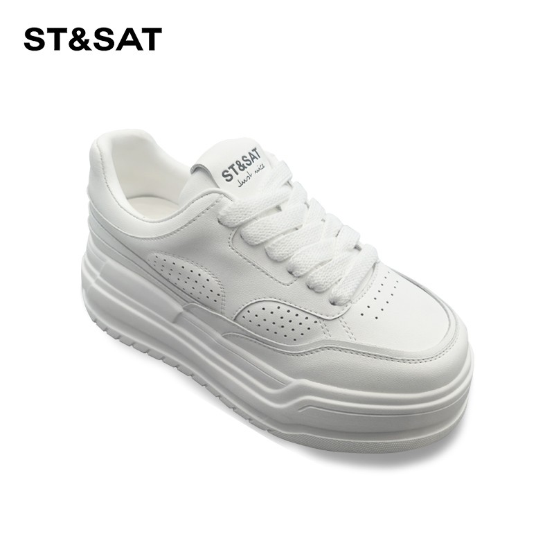 星期六8cm厚底增高羊皮内里小白鞋女2026年新款休闲松糕百搭女鞋主图