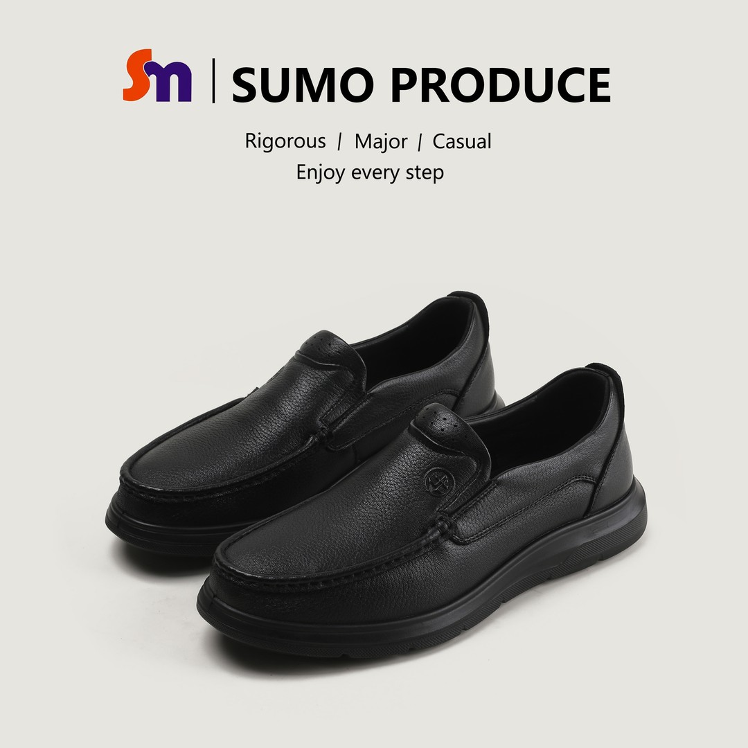 素陌羊皮爸爸鞋男士商务休闲真皮豆豆鞋皮鞋透气男鞋乐福鞋2066主图