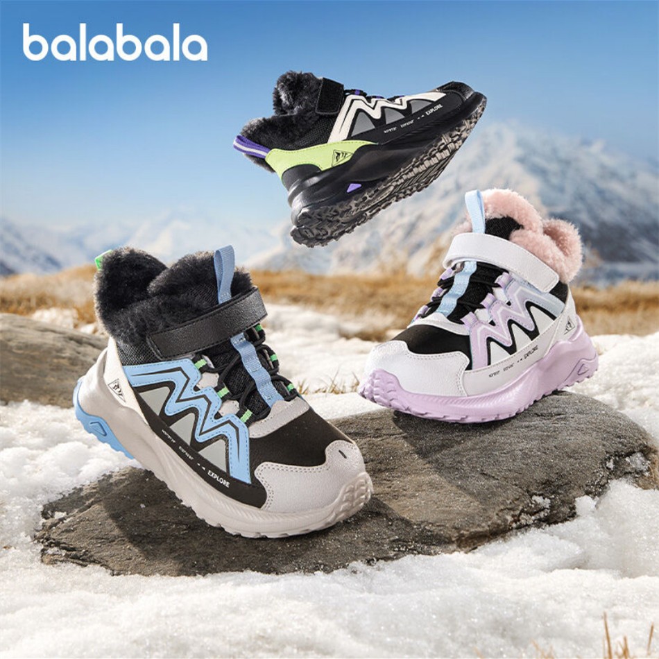 巴拉巴拉童鞋儿童运动靴男女童低帮加绒保暖儿童户外鞋冬靴子防滑主图