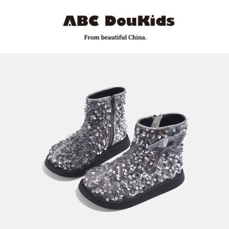 ABC Doukids秋冬季新款2026女童单靴小女孩加绒舒适短靴软底皮靴