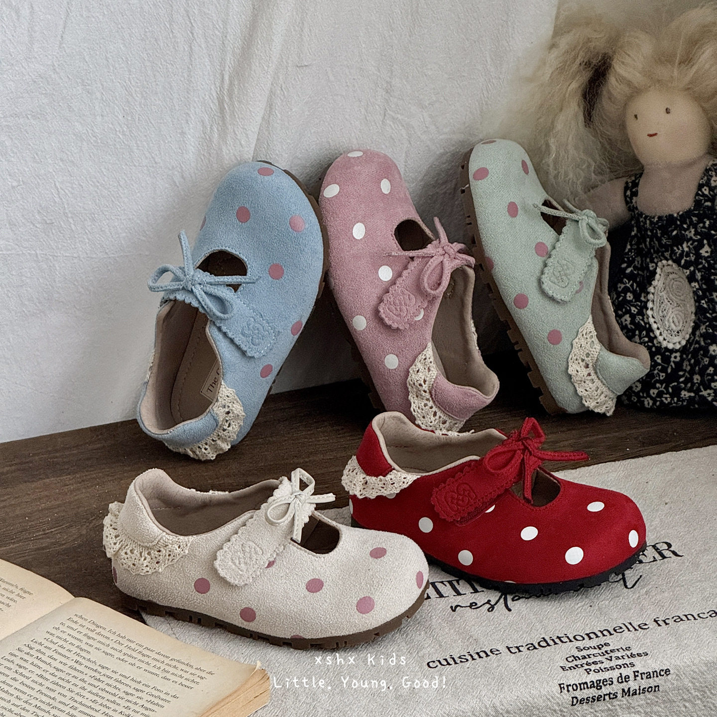 女宝皮鞋复古春秋季芭蕾圆头小瓢鞋女童鞋子公主鞋多巴胺波点单鞋主图