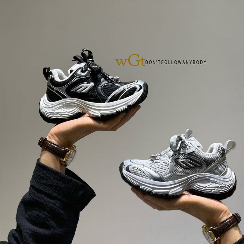 WGT 2025冬季新款女童运动鞋儿童加绒老爹鞋中大童软底防滑运动鞋主图