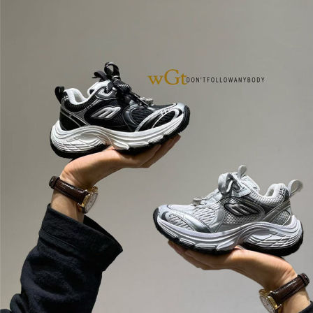 WGT 2025冬季新款女童运动鞋儿童加绒老爹鞋中大童软底防滑运动鞋