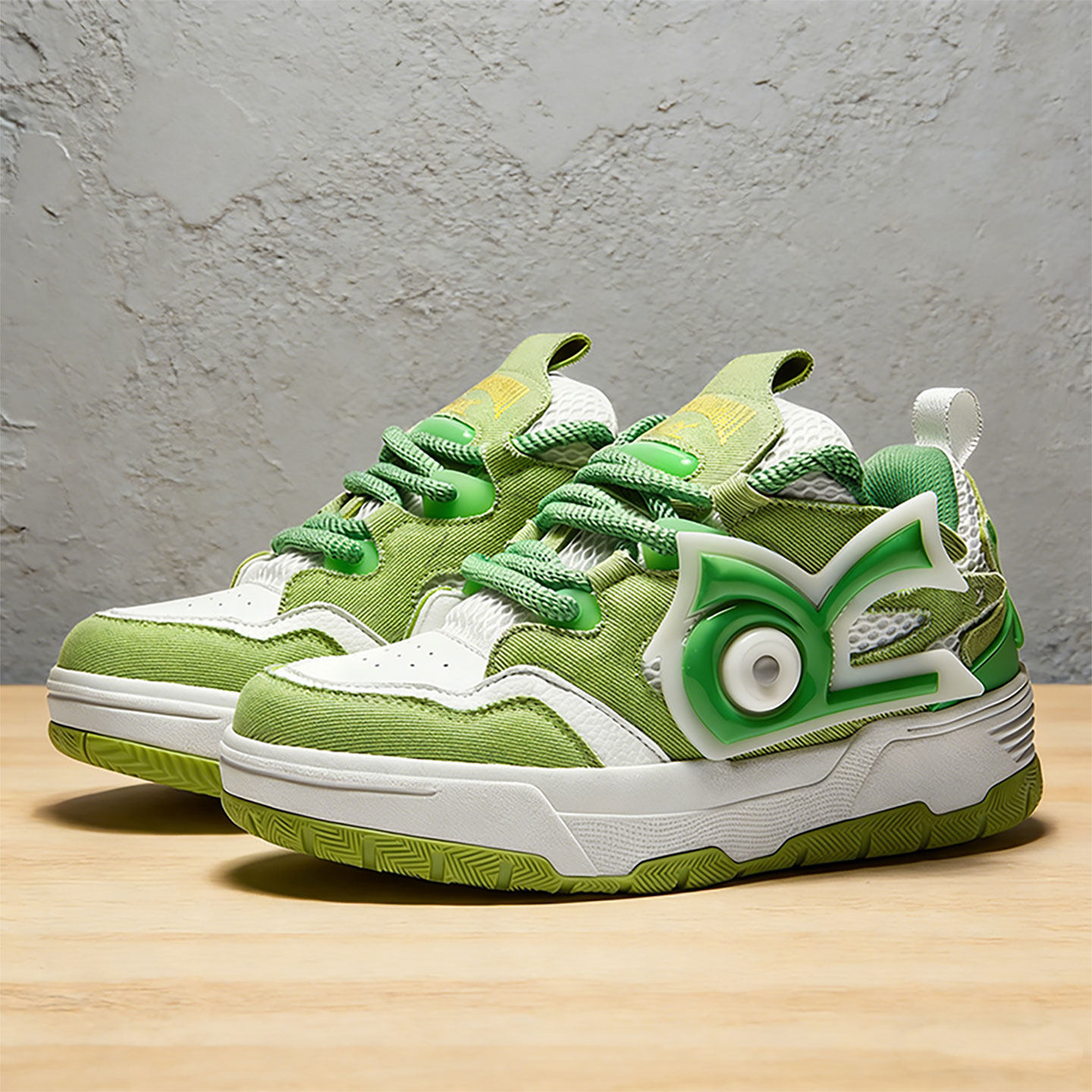 男鞋ins增高厚底面包鞋牛油果绿青少年时尚潮流防滑男生绿色板鞋主图