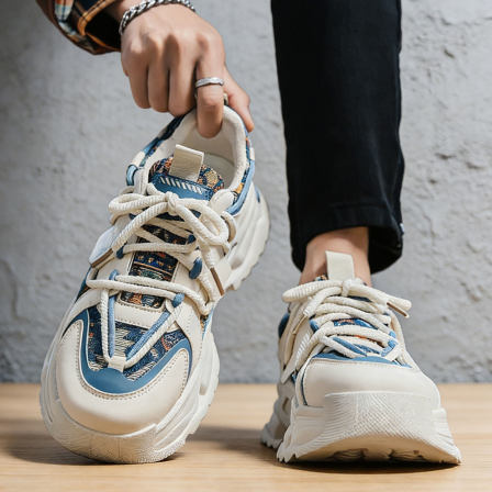 男鞋2026春季新款百搭厚底增高老爹鞋男士休闲潮流青少年运动跑鞋