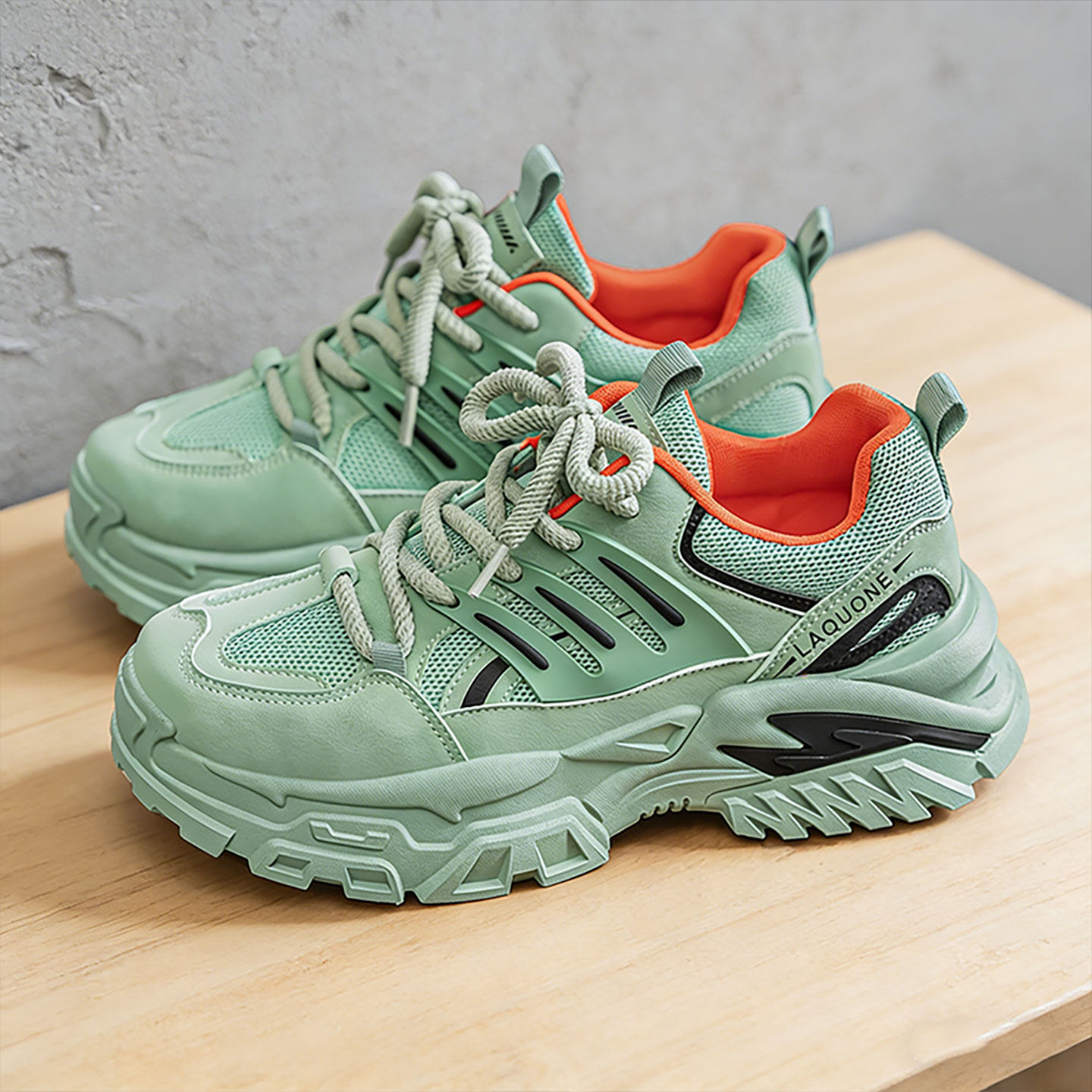 绿色鞋子男鞋青少年耐磨防滑初中生运动鞋增高厚底男生百搭老爹鞋主图