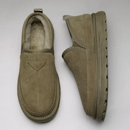 雪地靴男款冬季皮毛一体加绒加厚保暖防水防滑一脚蹬东北男士棉鞋