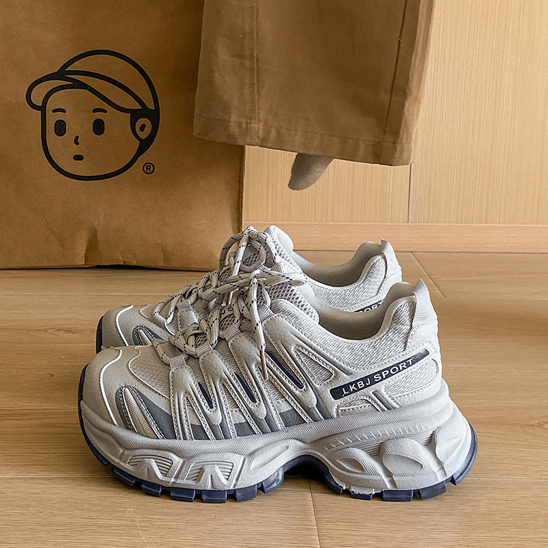 灰色老爹鞋女小个子增高2026年新款鞋子爆款春季厚底休闲运动鞋女主图