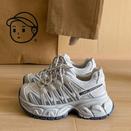 灰色老爹鞋女小个子增高2026年新款鞋子爆款春季厚底休闲运动鞋女