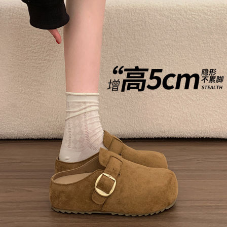 勃肯鞋女款2026年新款超火春季增高复古包头半拖鞋一脚蹬孕妇单鞋