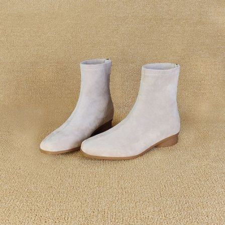 小方头绒面内增高短筒瘦瘦靴高级感韩系小踝靴626-1