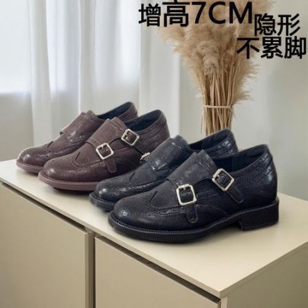 布洛克真皮软底乐福鞋女2026新款女鞋子英伦风小皮鞋粗跟百搭单鞋