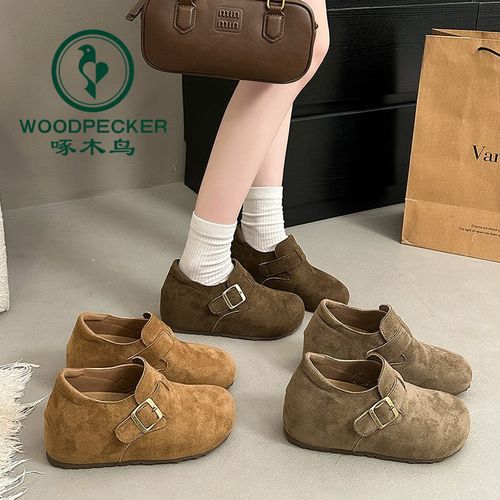 啄木鸟小个子内增高7CM厚底勃肯鞋女2025新款懒人一脚蹬豆豆单鞋主图