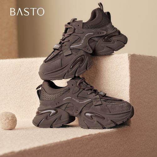 百思图2026新款加绒老爹鞋时尚潮流运动厚底增高女休闲鞋G8897AM6主图