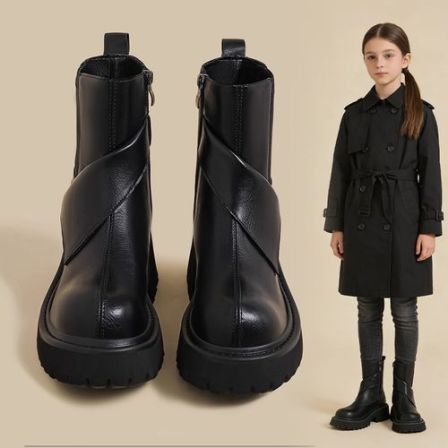 女童马丁靴2025新款秋冬加绒英伦风百搭中大童洋气防滑儿童短靴子