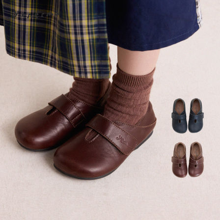 允儿妈女童2026春季新款复古牛皮魔术贴小皮鞋儿童单鞋法式公主鞋