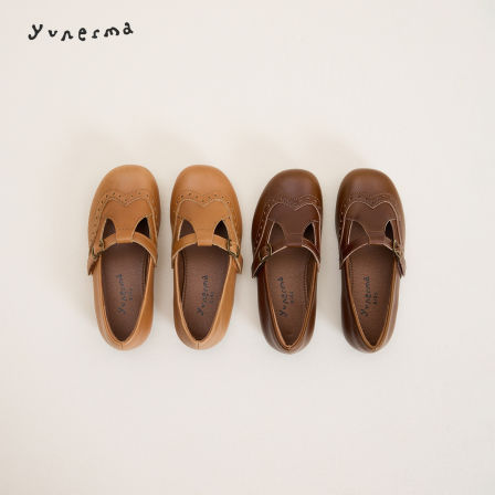 允儿妈女童2026新款小众牛皮雕花皮鞋儿童时尚单鞋宝宝复古公主鞋