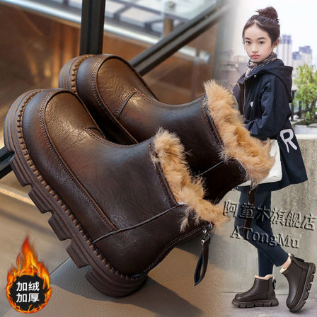 阿童木女童雪地靴防水加厚2025新款冬季儿童保暖棉鞋防滑棉靴女孩