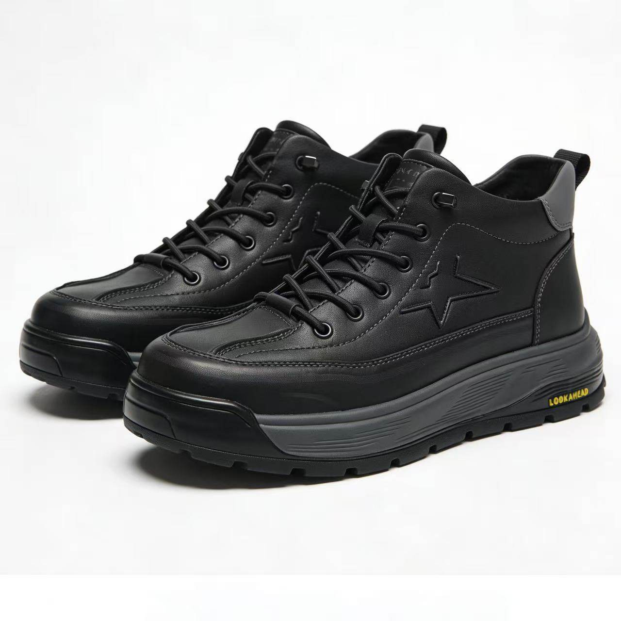 （大小妹）彤彤 新款男士真皮薄绒绑带短靴QR6180#1.19跑单限购主图