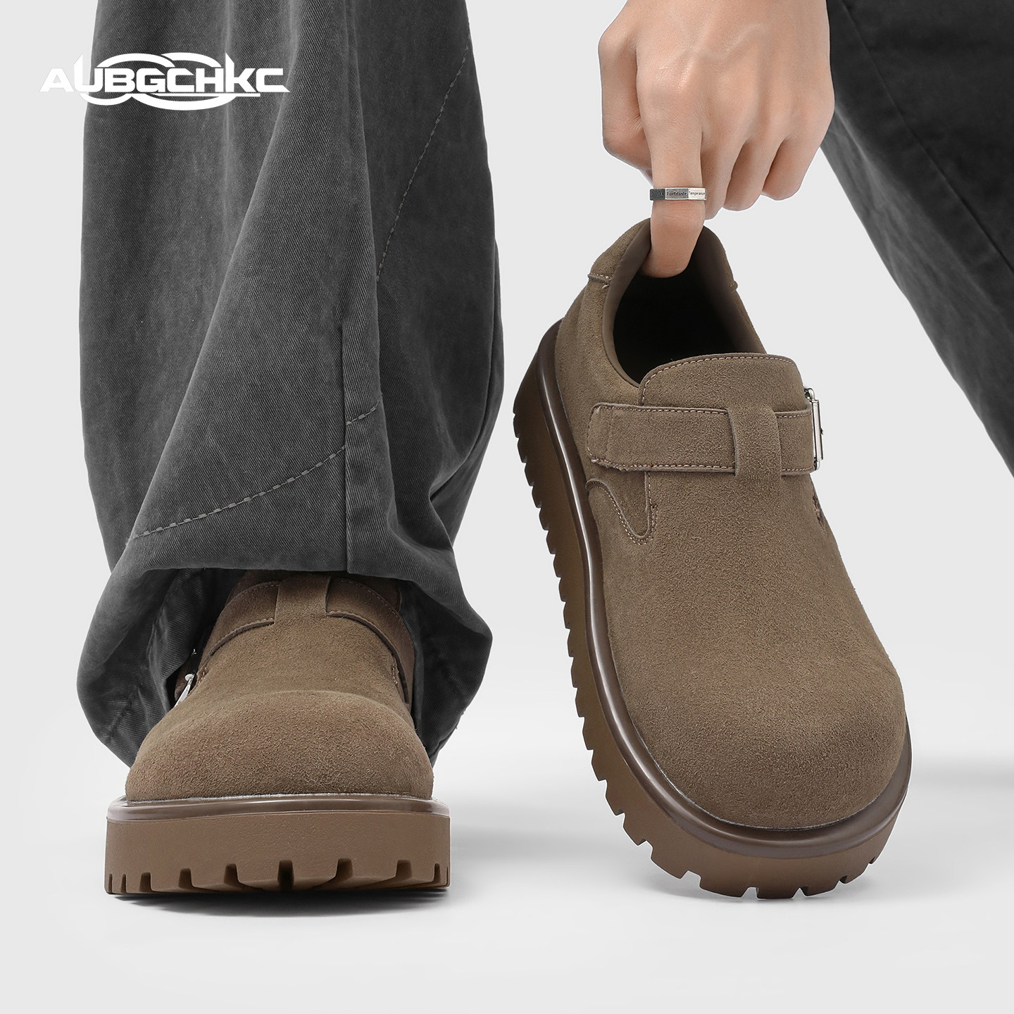 AUBGCHKC大头勃肯鞋男女款厚底增高小众德比鞋子休闲一脚蹬乐福鞋主图