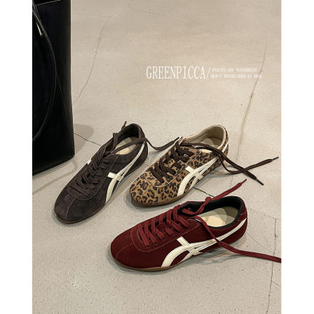 复古红色德训鞋女2026新款平底软底板鞋时髦系带休闲运动鞋阿甘鞋