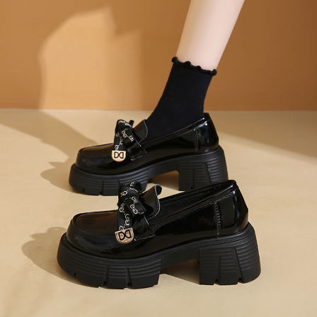 真皮乐福鞋女厚底增高7CM2026秋冬新款百搭高级感配裙子休闲包鞋