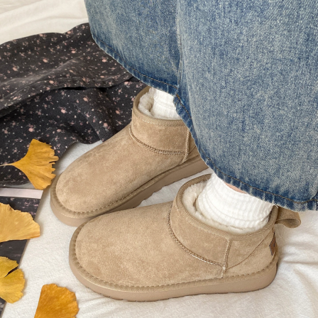 厚底雪地靴女款冬季2025新款加绒保暖勃肯短靴皮毛一体雪地棉鞋子