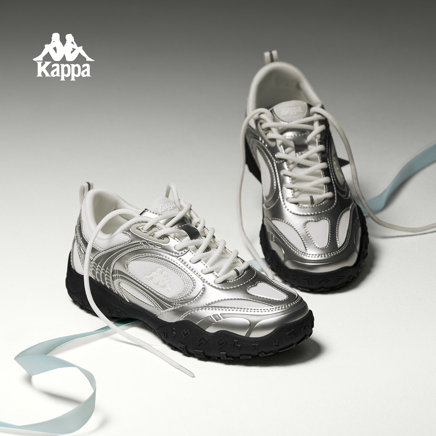 Kappa女幻翼芭蕾德训鞋薄底复古板鞋2026春季新款银色运动休闲鞋主图