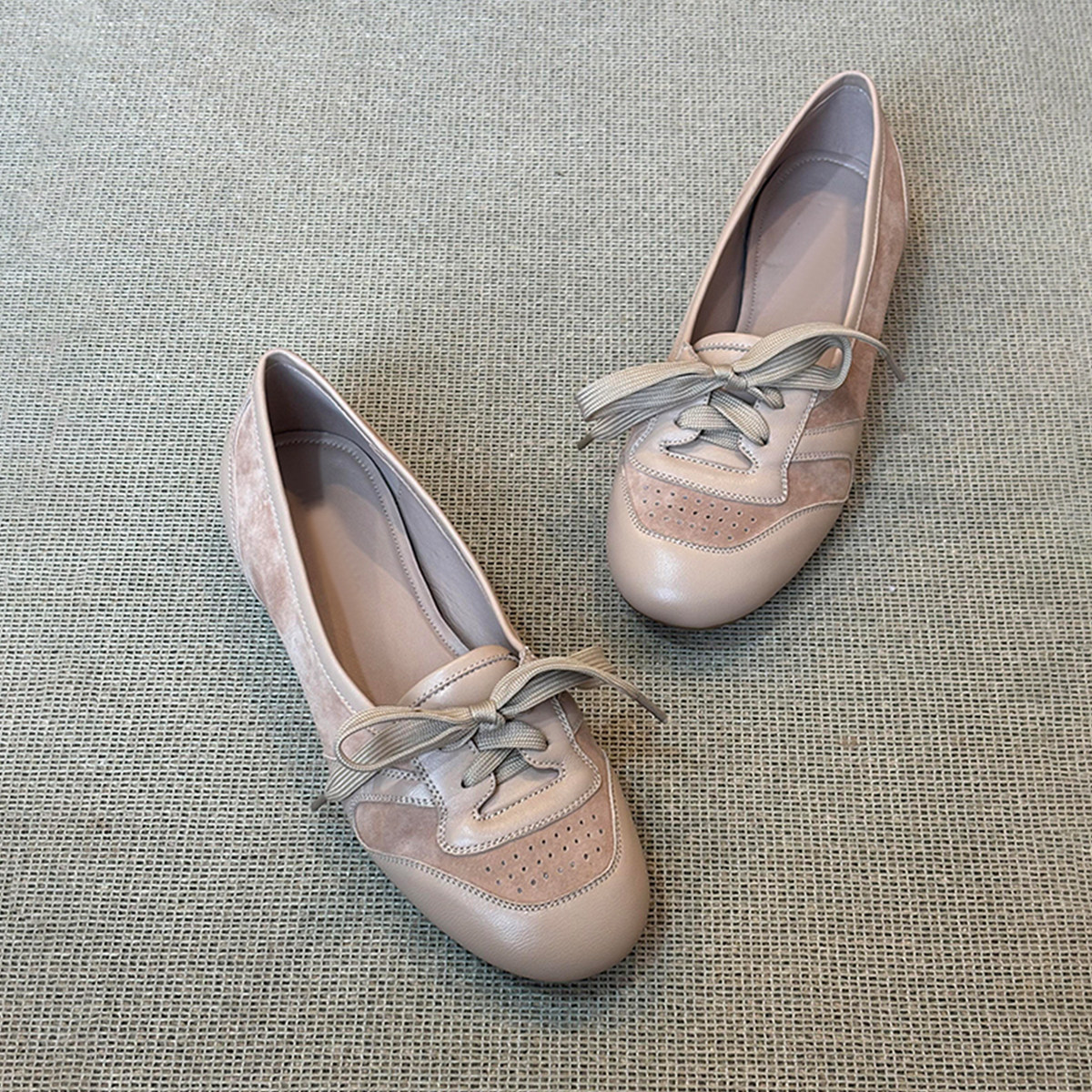 羊皮版~休闲浅口甜美真皮休闲鞋女春季百搭一脚蹬舒适平底小单鞋主图