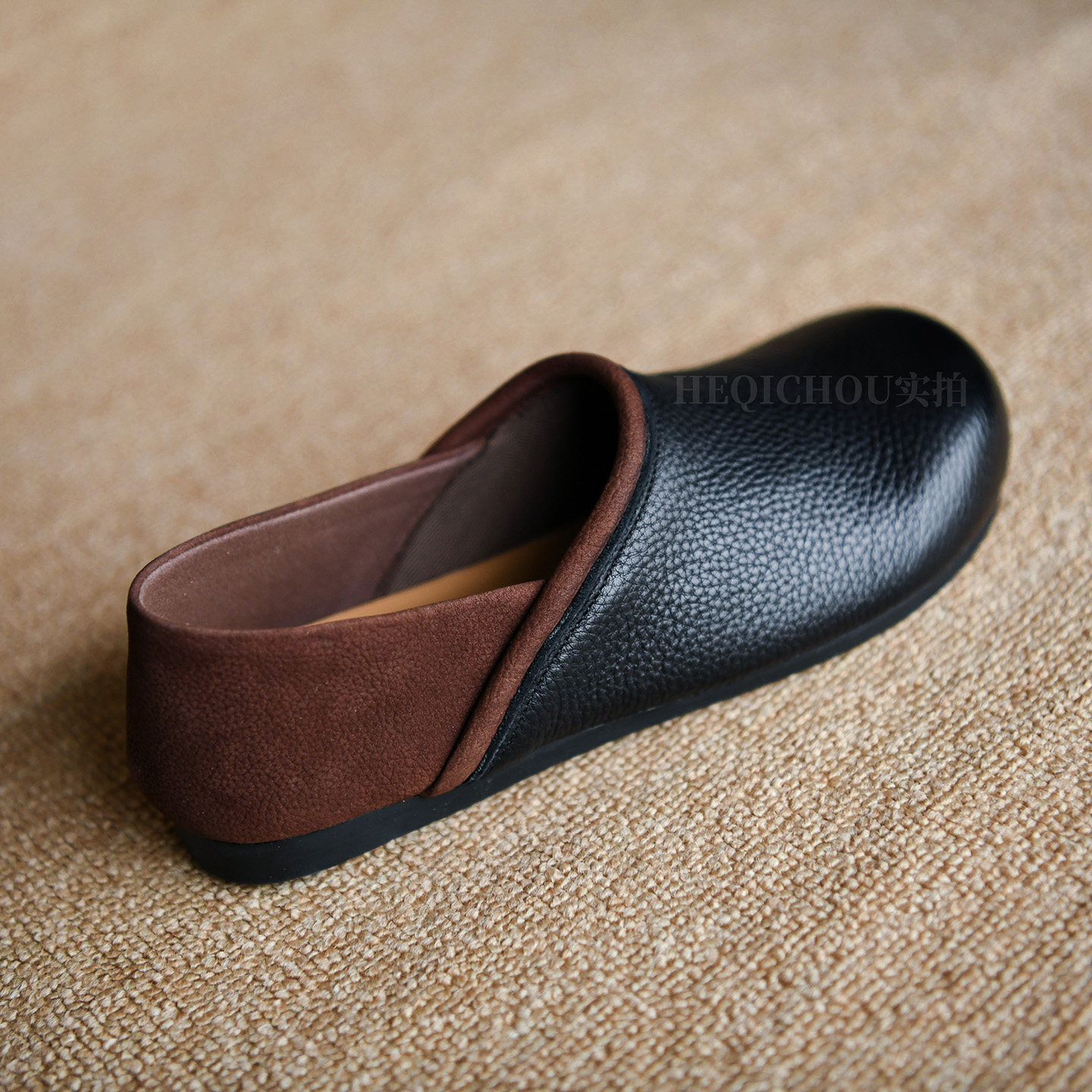 何其丑复古圆头平底全包勃肯鞋女新款舒适软底休闲风平底单鞋女鞋主图