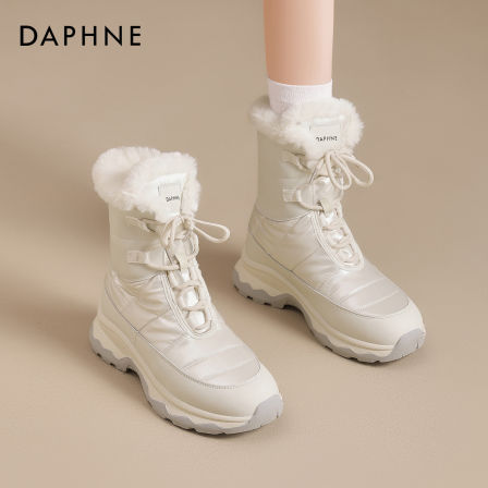 达芙妮保暖雪地靴女款2025新款冬季保暖东北厚底棉靴防水防滑棉鞋
