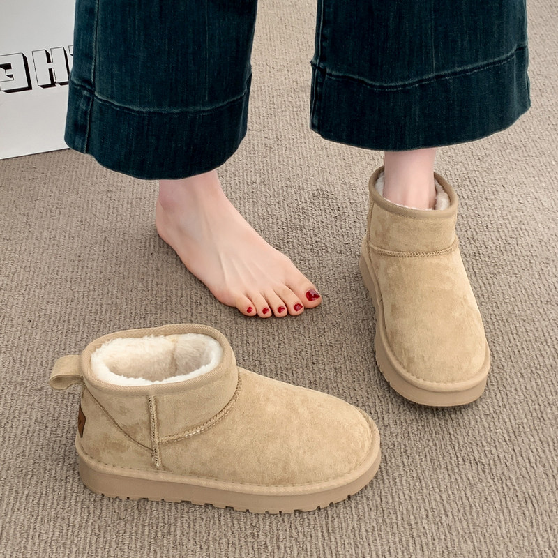 厚底勃肯鞋雪地靴女2025冬季新款防水防滑短筒棉鞋保暖加绒面包鞋主图