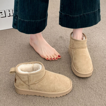 厚底勃肯鞋雪地靴女2025冬季新款防水防滑短筒棉鞋保暖加绒面包鞋