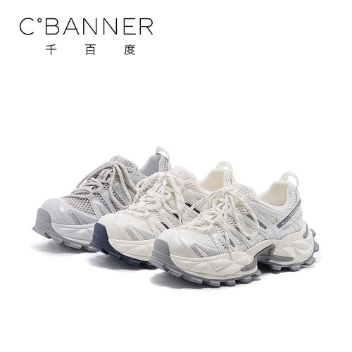 千百度时尚网红休闲鞋女2026春季新款设计感厚底增高舒适老爹鞋主图