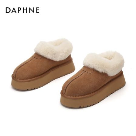 Daphne/达芙妮毛毛棉鞋新款冬季保暖加绒面包低帮厚底雪地靴