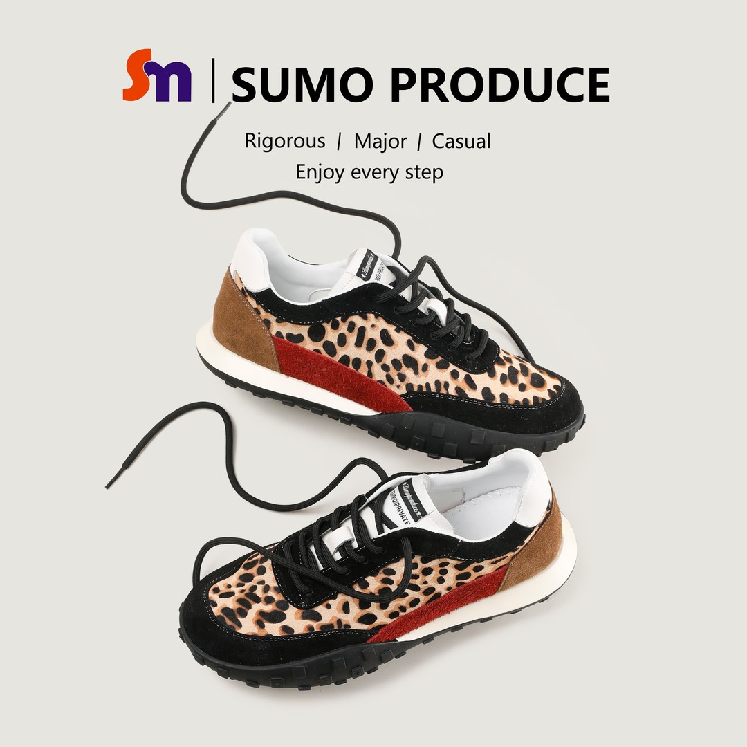 素陌美洲豹纹马毛德训鞋女复古运动休闲阿甘鞋透气2026新款12008主图