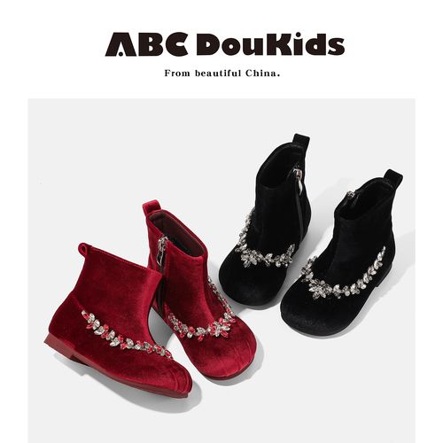 ABC Doukids2026女童短靴冬季韩版新款软底靴百搭简约加绒单靴主图